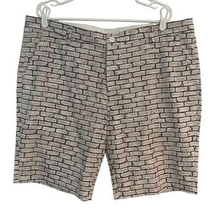 Hreski Golf Shorts Brick Wall Pattern Brown/White Men’s Size 40 NWT